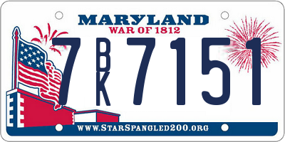 MD license plate 7BK7151