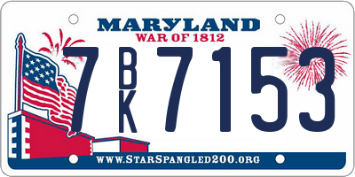 MD license plate 7BK7153
