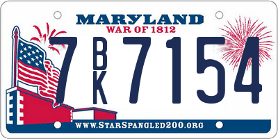 MD license plate 7BK7154