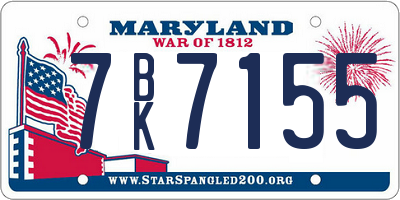 MD license plate 7BK7155