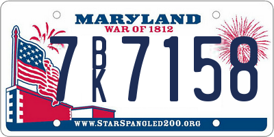 MD license plate 7BK7158