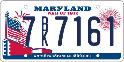 MD license plate 7BK7161