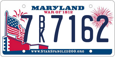 MD license plate 7BK7162