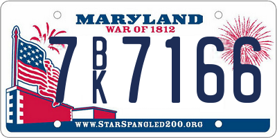 MD license plate 7BK7166