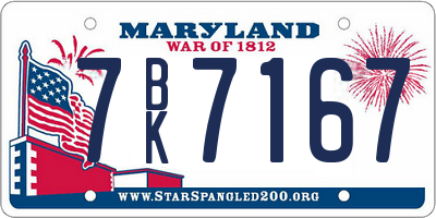 MD license plate 7BK7167