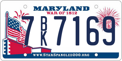 MD license plate 7BK7169