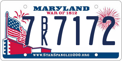 MD license plate 7BK7172