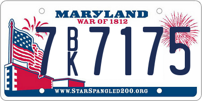 MD license plate 7BK7175