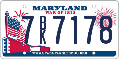 MD license plate 7BK7178