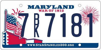 MD license plate 7BK7181