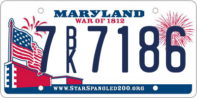 MD license plate 7BK7186