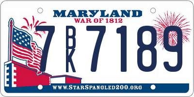MD license plate 7BK7189