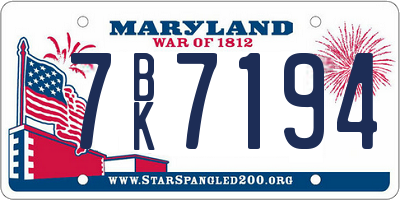 MD license plate 7BK7194