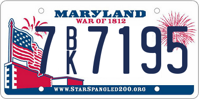 MD license plate 7BK7195