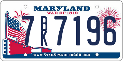 MD license plate 7BK7196