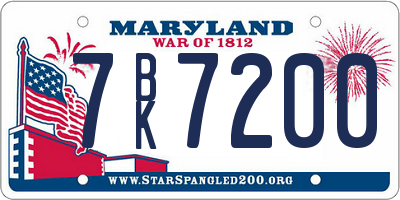 MD license plate 7BK7200