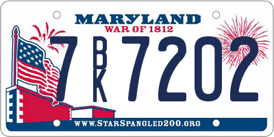 MD license plate 7BK7202