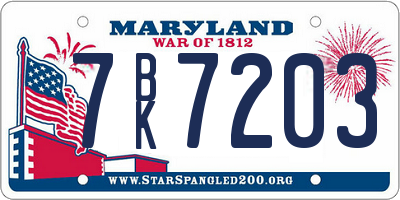 MD license plate 7BK7203