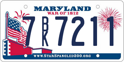 MD license plate 7BK7211