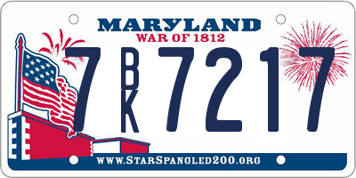 MD license plate 7BK7217