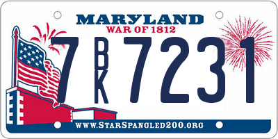 MD license plate 7BK7231