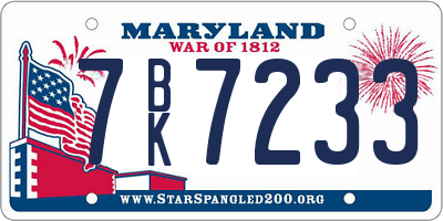 MD license plate 7BK7233
