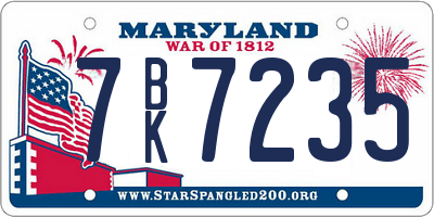 MD license plate 7BK7235