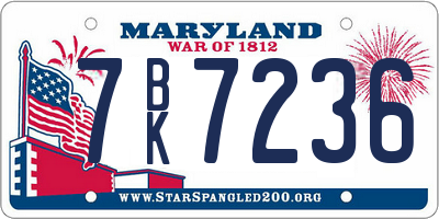 MD license plate 7BK7236