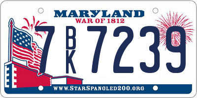 MD license plate 7BK7239