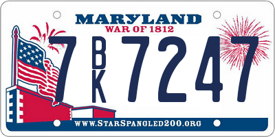 MD license plate 7BK7247