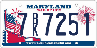 MD license plate 7BK7251