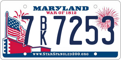 MD license plate 7BK7253