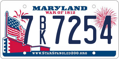 MD license plate 7BK7254