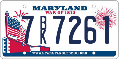 MD license plate 7BK7261