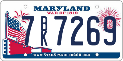 MD license plate 7BK7269
