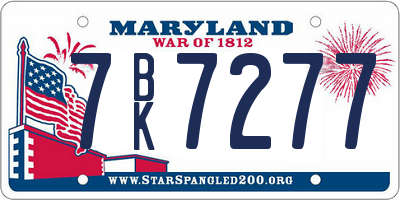 MD license plate 7BK7277