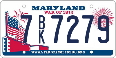 MD license plate 7BK7279