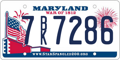 MD license plate 7BK7286