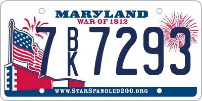 MD license plate 7BK7293