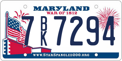 MD license plate 7BK7294