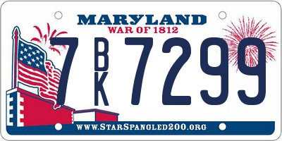 MD license plate 7BK7299