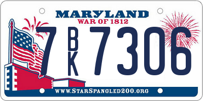 MD license plate 7BK7306