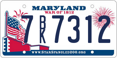 MD license plate 7BK7312