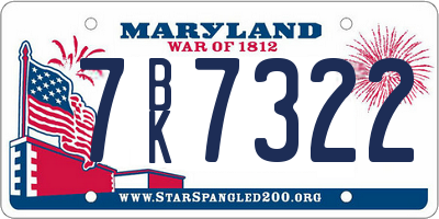 MD license plate 7BK7322