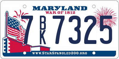 MD license plate 7BK7325