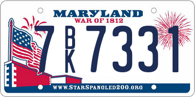 MD license plate 7BK7331