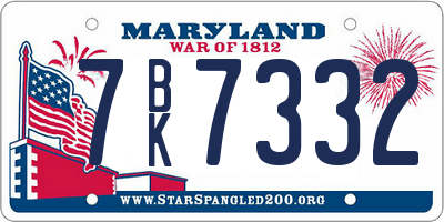 MD license plate 7BK7332