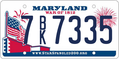 MD license plate 7BK7335