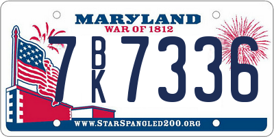 MD license plate 7BK7336