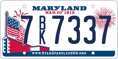 MD license plate 7BK7337